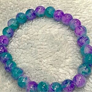 Vibrant Purple and Blue Glass Bead Bracelet set (2)